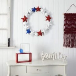 21 In. Artificial Americana Wreath With Stars Red White And Blue 7 21 In. Artificial Americana Wreath With Stars Red White And Blue -AFLORAL ONLINE STORE nearly natural decorative wreaths w1213 31 1000