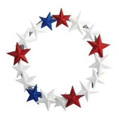 21 In. Artificial Americana Wreath With Stars Red White And Blue